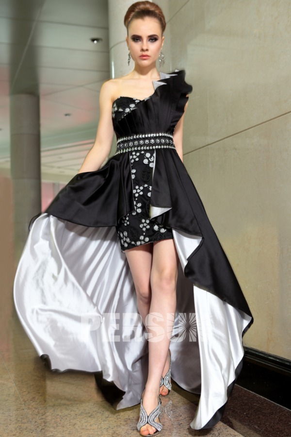 Robe noire de bal contraste courte devant longue derrière ...