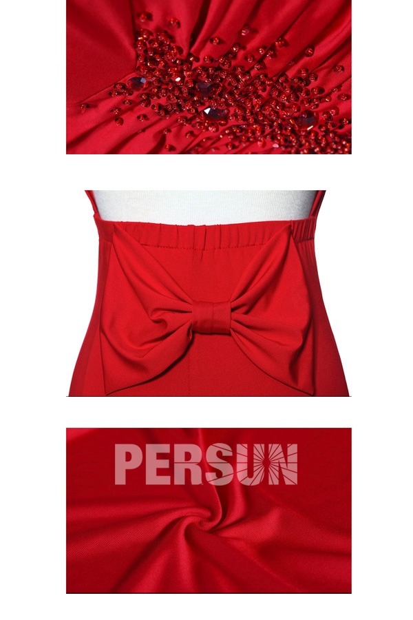 robe chic rouge pour occasion formelle avec nœud de papillon sur dos