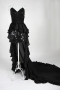 Petite robe noire Beyonce bustier en cœur à traîne balayer