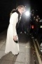 Robe blanche Rosie Huntington ligne-A à fente en mousseline