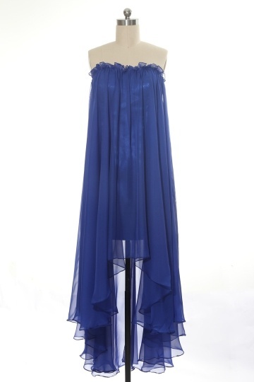 Robe bleu indigo Kardashians Tcas bustier courte devant longue derrière