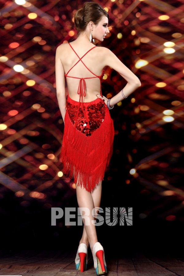 robe charleston rouge franges