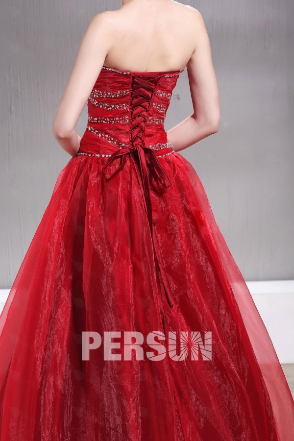 Vintage robe de cérémonie rouge buster cœur dos laçage