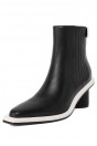 Bottines cuir femme à bout carré bloc couleur classique beige & noir