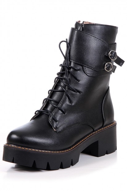 Boots lacets femme avec boucles avec zip lat ral bout rond