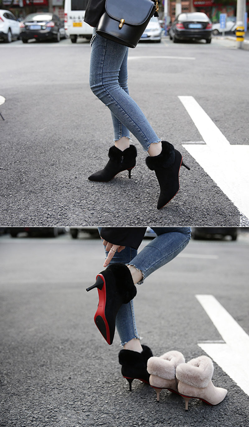 chaussures femme fourrure noir hiver talon aiguille