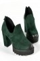 Low boots plateforme vert foncé à talon bottier
