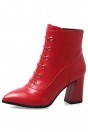 Vintage Bottes femme cuir rouge à oeillet talons hauts bout pointu