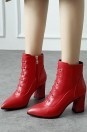 Vintage Bottes femme cuir rouge à oeillet talons hauts bout pointu