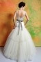 Chic robe mariage avec ceinture & fleur bloc couleur