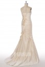Robe de mariée drapé élégante sirène bustier droit en satin champagne clair