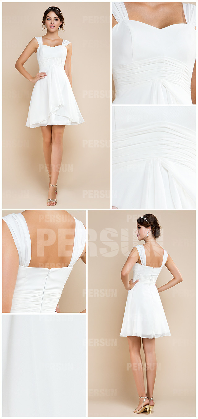 Robe blanche habillée simple empire courte pour un mariage