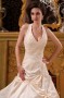 Palais colorié robe de mariée col américain dentelle appliques en satin