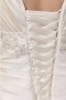 Robe mariée grande taille enveloppé rucheée ornée de perles avec appliques en satin