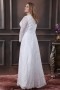 Robe mariée grande taille simple encolure en v manche longue en dentelle ruban en satin