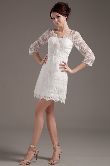 Wholesale Lace Embroidery Short Mini Wedding Dress(Plus size available ...