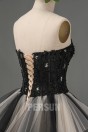 Violaine : Robe de mariée court devant longue derrière bustier transparent appliqué