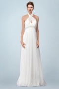 Elegantes Ivory Halter A-Linie Langes Perle Brautkleider aus Tüll