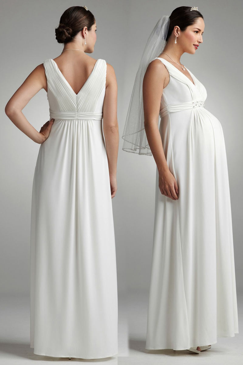 Robe De Mariée Col V Grossesse Empire Persunfr 