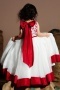 Robe de cérémonie fille blanche et rouge longue en organza