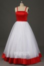 Robe de mariée simple rouge blanc avec bretelles