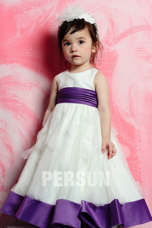 robe fille fleur princesse bloc couleur violette 