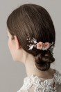 Peigne mariée vintage à double fleurettes perle rose champagne