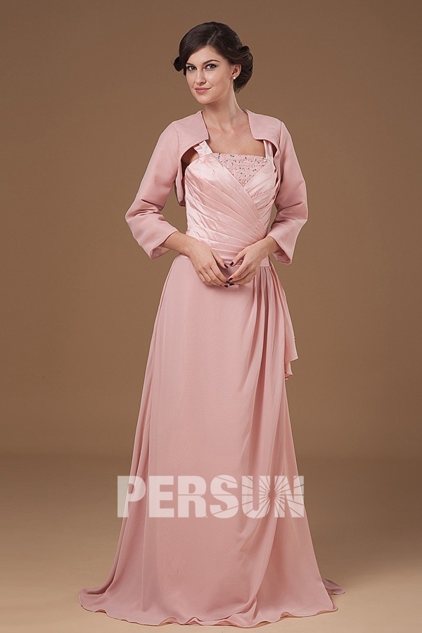 robe de soirée rose longue avec boléro