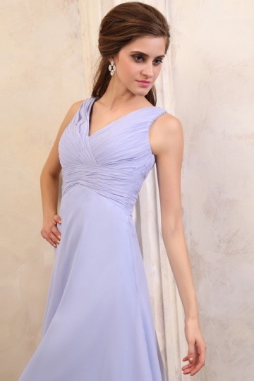 Simple Chiffon Ruching A line Tea Length Lavender Mother of the Bride ...