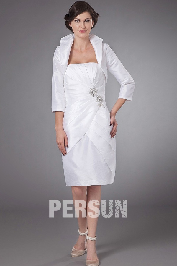 robe de soirée blanche fourreau bustier pliss