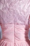 Robe mère de mariée rose empire plissée dentelles ligne-A