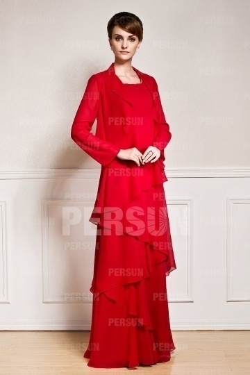 Soldes robe mère de mariée rouge longue taille 32