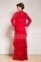 Robe mère de mariée rouge décolleté carré à jupe volants avec boléro