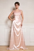 Elegantes Rosa Rund Ausschnitt Pinsel Schleppe Abendkleider aus Satin