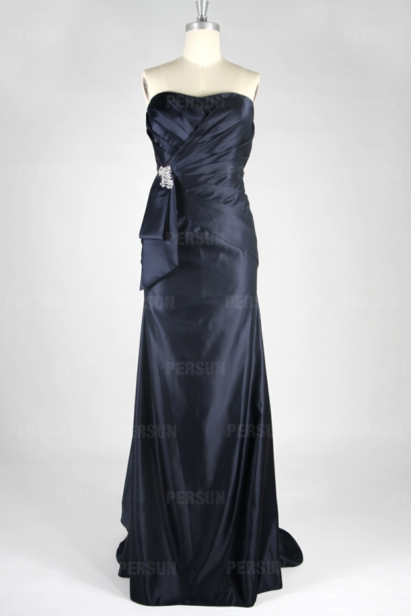 robe de bal longue sirène plissé avec bijoux sur la taille