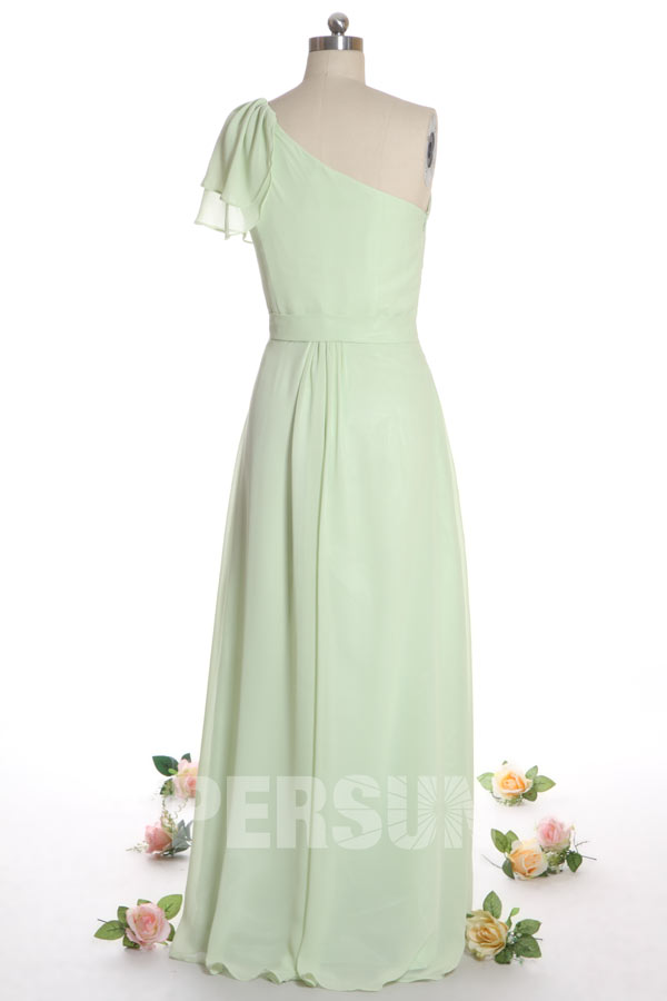 robe cocktail de mariage verte pastel longue dos nu