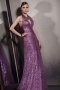 Sexy Robe de soirée sequins violette à col halter & dos nu