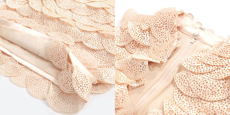 robe chic appliquée écailles d'éventaill en 3D