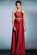 Sexy A-Linie Jewel Bodenlanges Abendkleider aus Satin