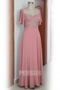 Robe de cérémonie rose dragé à bustier incrusté avec mancherons