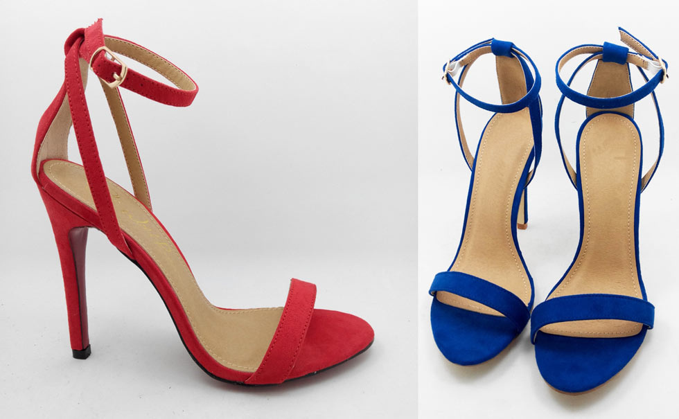 sandales à talons rouge & bleu
