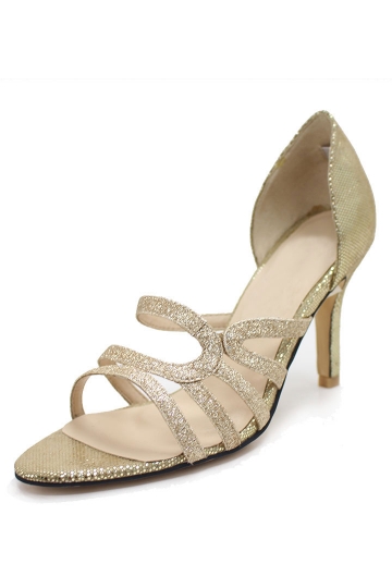 Gold Serpentine Bling Strappy Sandals XHM0261 - Persun.cc