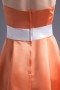 Robe demoiselle d'honneur bustier orange ligne A en satin longue aux genoux