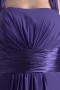 Robe demoiselle d'honneur violette simple Empire avec bretelles au cou Ligne A