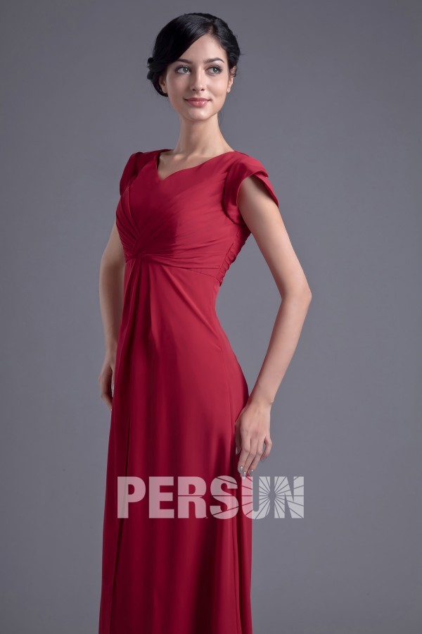 robe rouge empire plissé pour occasion formelle