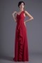 Vieux rouge robe de soirée longue asymétrique avec dos nu Empire