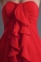 Robe demoiselle d'honneur bustier rouge ornée de plissé Empire au ras du sol en mousseline