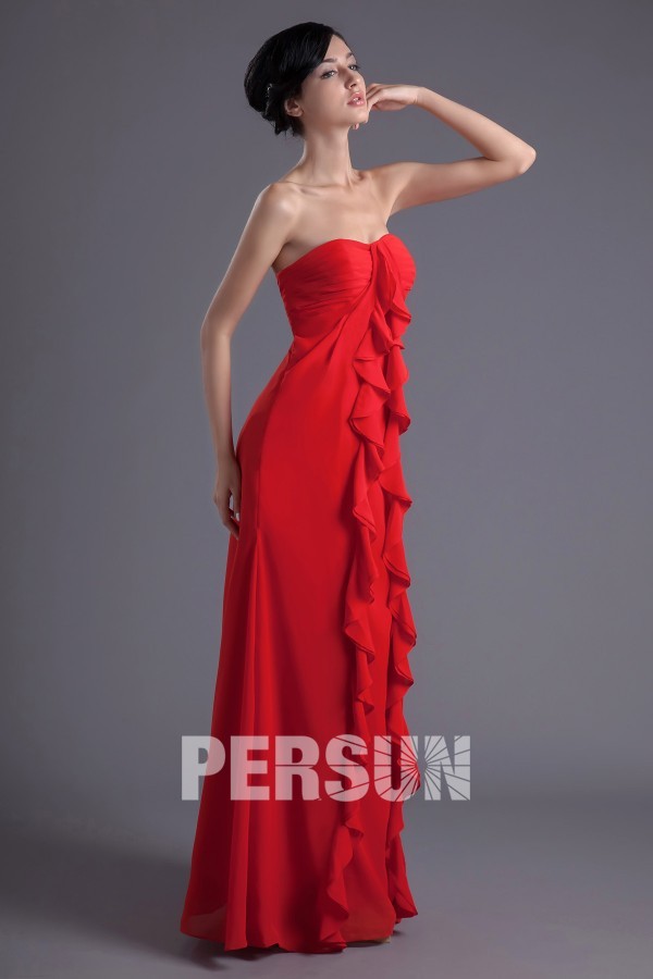 robe rouge empire bustier cœur plissé pour occasion
