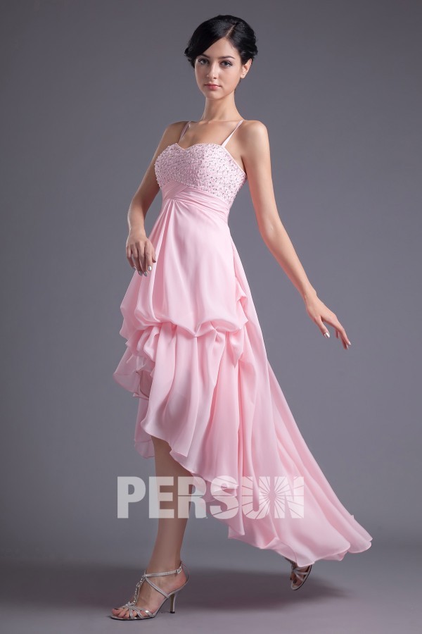 acheter robe courte devant longue derriere rose pour bal