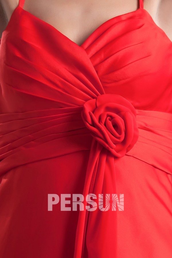 acheter robe rouge plissée ornée de fleur